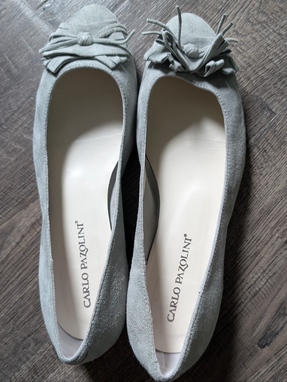 Light Gray Suede Bow Flats